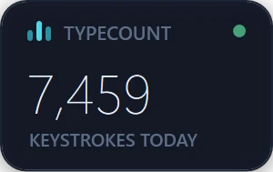 The minimal widget: 7,459 keystrokes today (demo data).